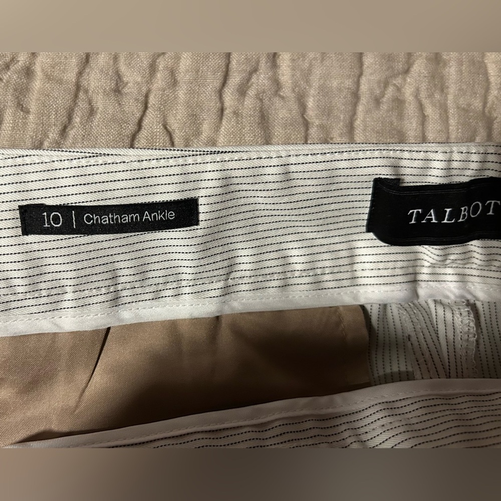 Talbots Chatham Ankle Pants - off white  with thin black stripes